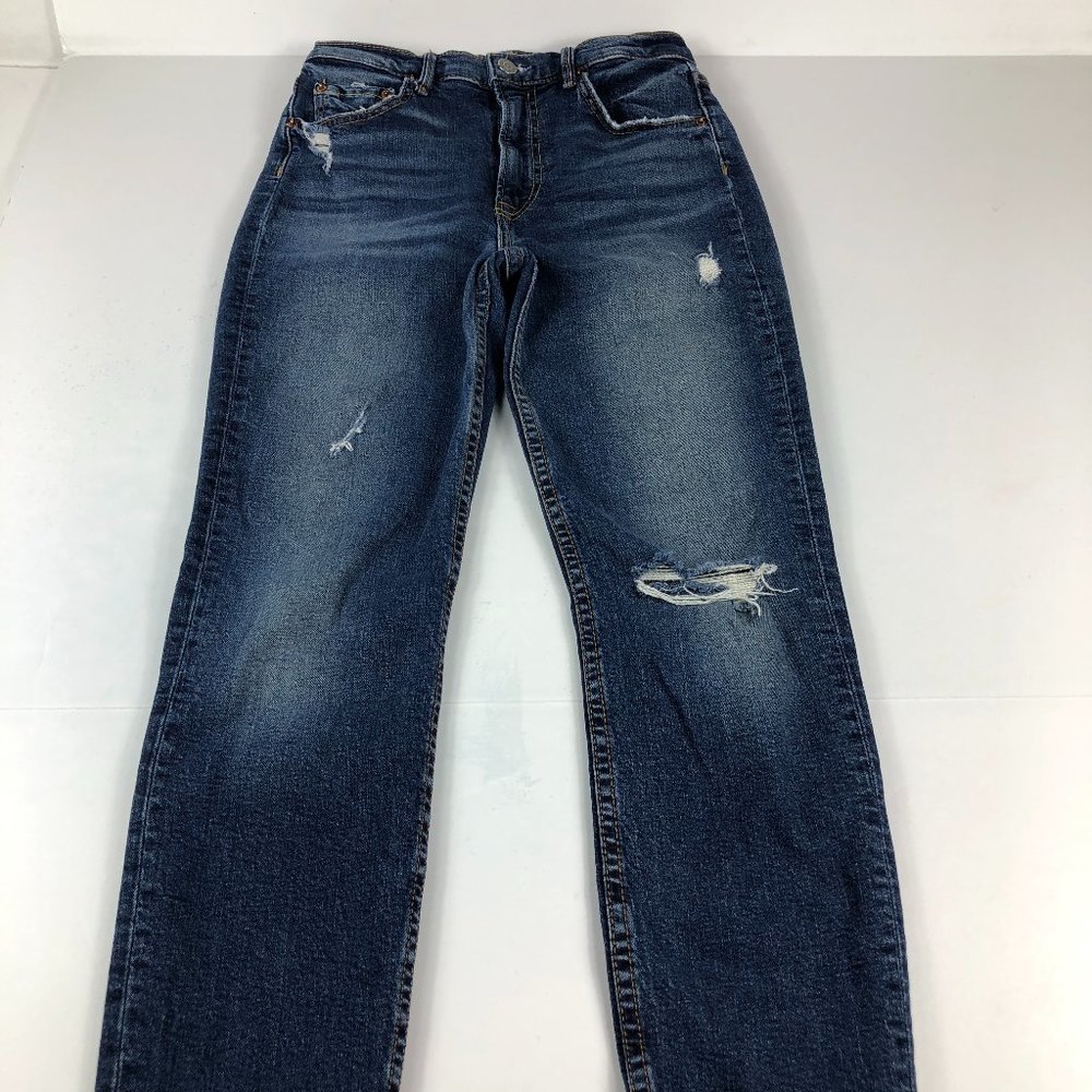 GRLFRND Jeans Women's 25 Kendall Skinny Fit Crop Blue Stretch Distressed Denim
